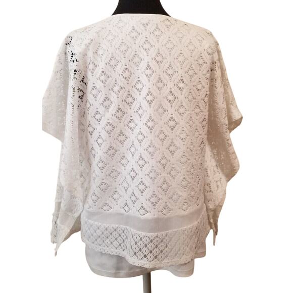 Alfred Dunner Career Casual White/Cream Embroidered Poncho W/Tunic Shell Size 12 - Picture 3 of 11